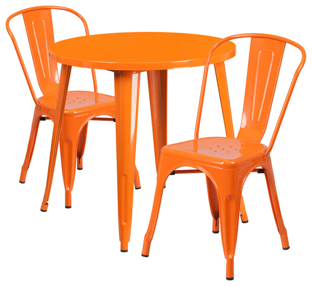 3-Piece Round Metal Set, Orange