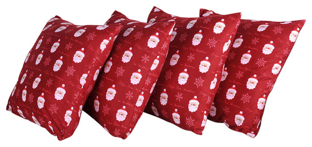 Christmas 4 Piece Pillow Shell Set, Red Devin, (4) 20" X 20"