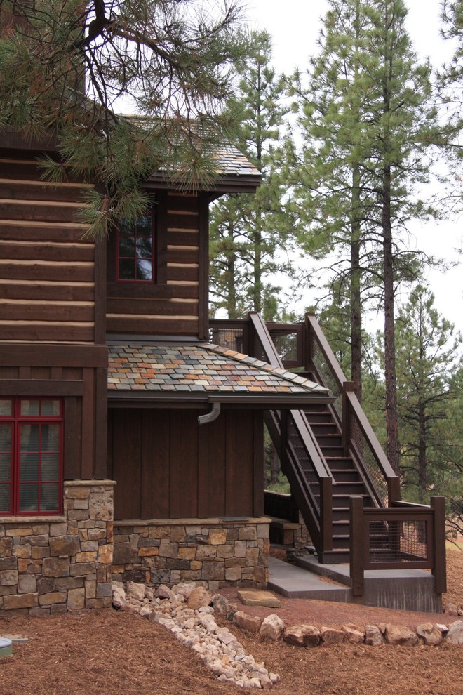 Deck - rustic backyard deck idea in Phoenix