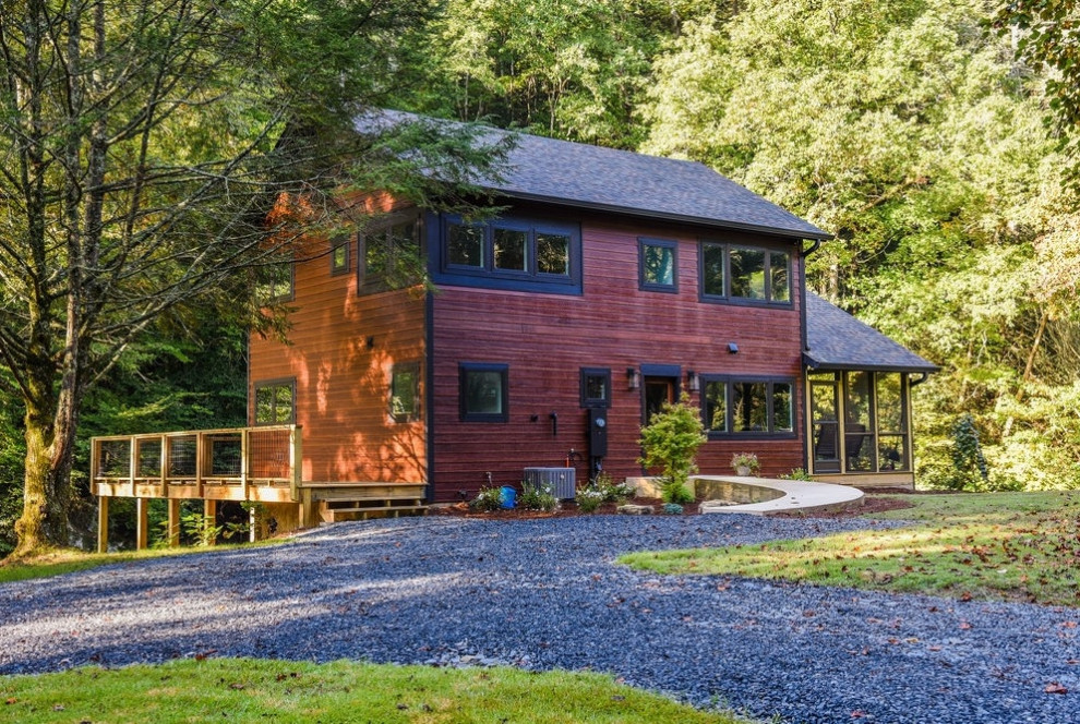 Design ideas for a rustic house exterior in Other.