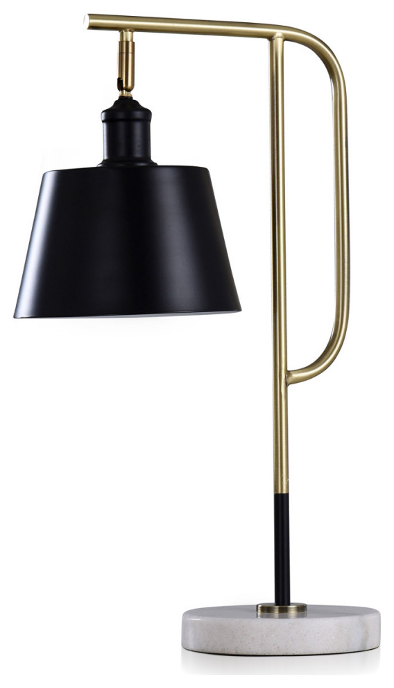 Gemma Desk Lamp, Gold and Black and Marble Transitional Desk Lamps