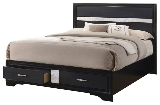 Emma Mason Signature Tisha Queen Storage Bed in Black - Transitional ...