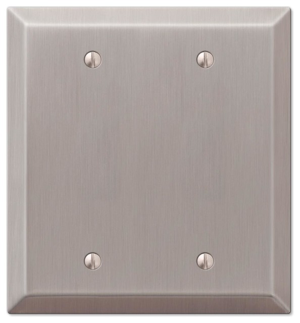 2 Blank Wallplate, Amerelle Century, Brushed Nickel Steel