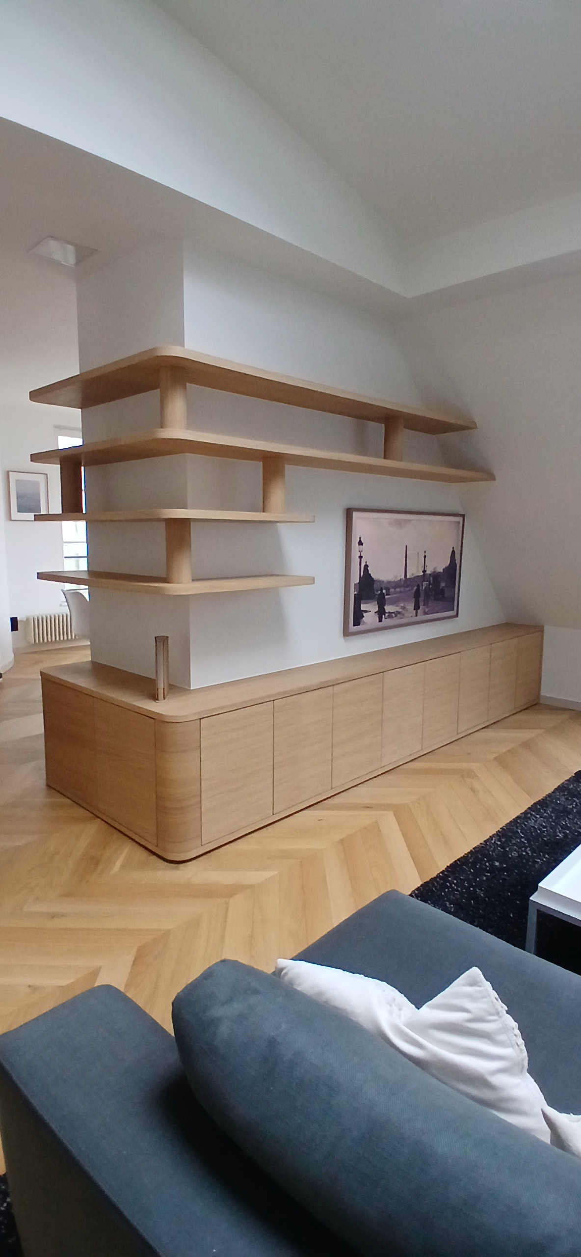 Bibliothèque suspendue et meuble TV