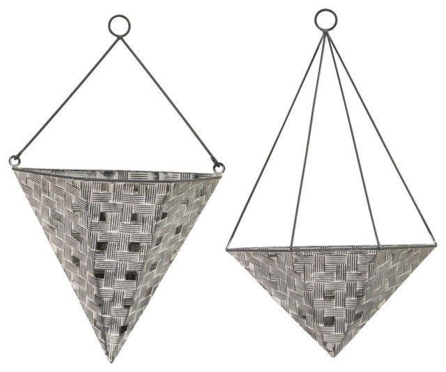 Stratton Home Decor Set Of 2 Woven Metal Wall Planters S23822 ...