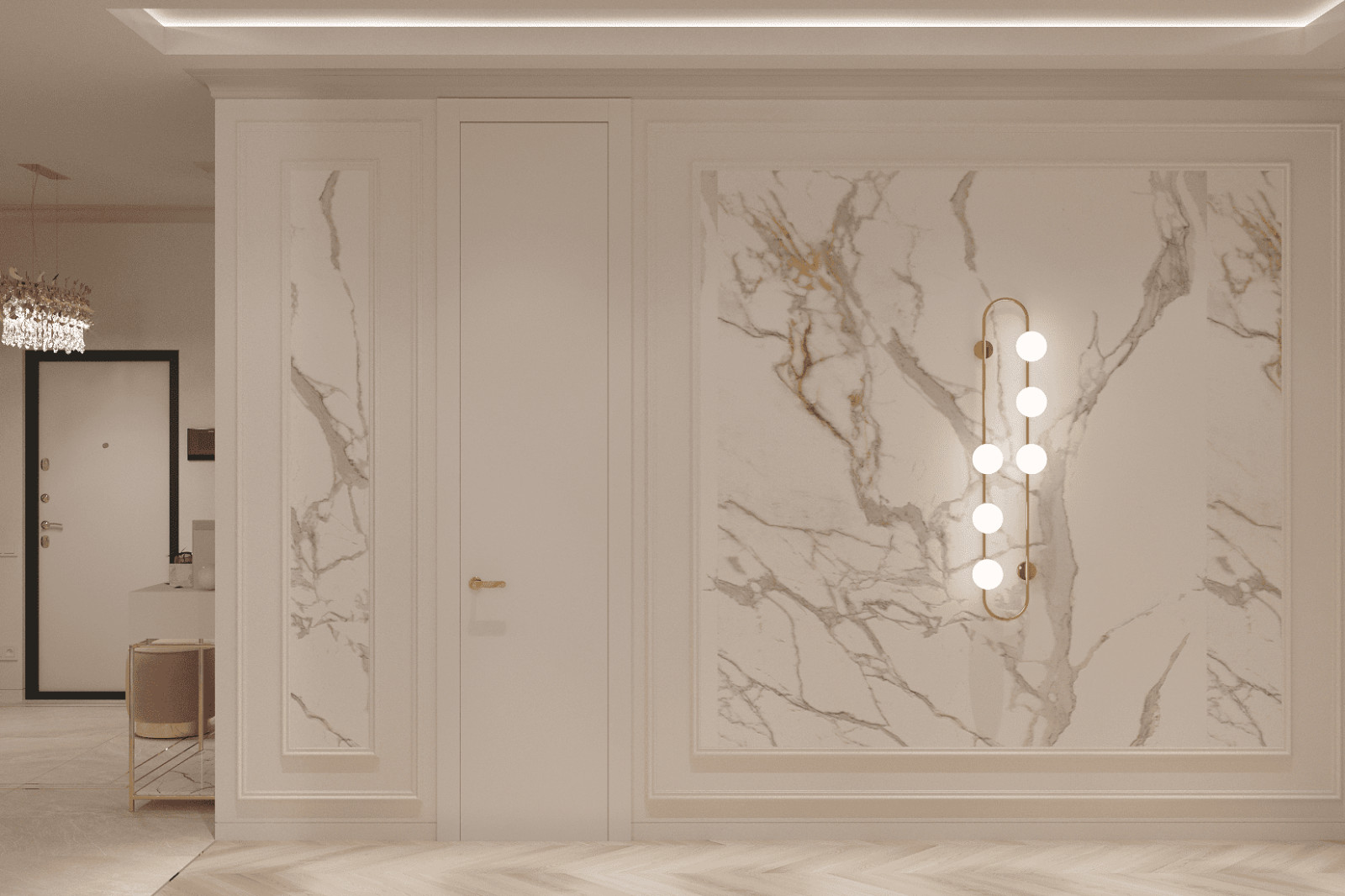 Просторная квартира в нежных оттенках со стильными элементами декора