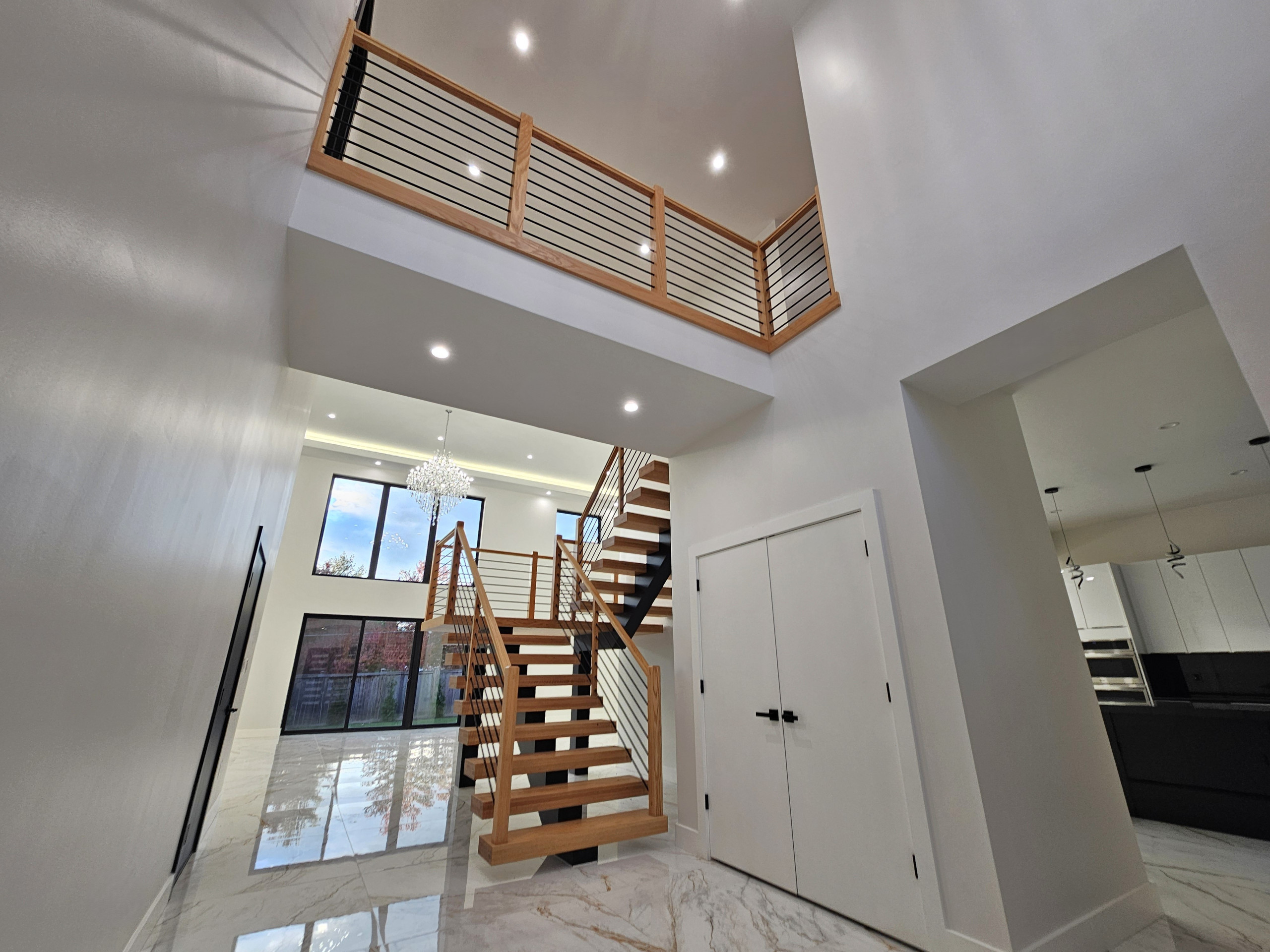 143_Modern Floating Red Oak and Metal Staircase, Sterling, VA