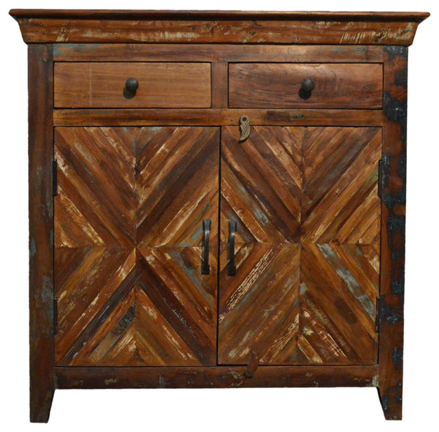 Reclaimed  Rustic Free Standing Console Storage Cabinet with Drawers