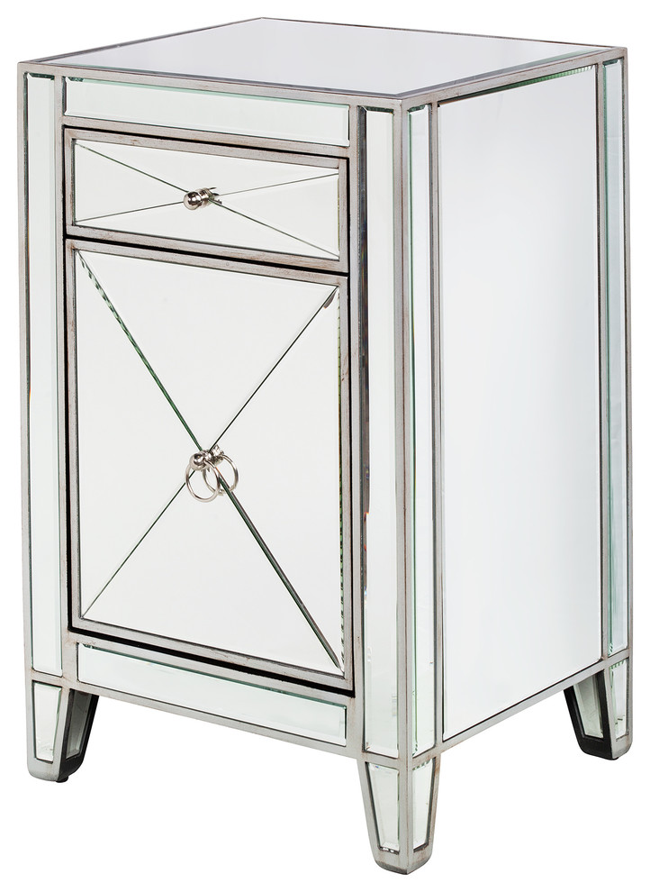 Hollywood Regency Style Mirrored Bedside Transitional