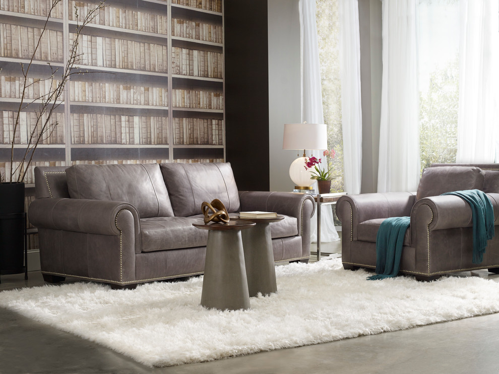 Large transitional formal and enclosed dark wood floor living room photo in Jacksonville with beige walls and a media wall