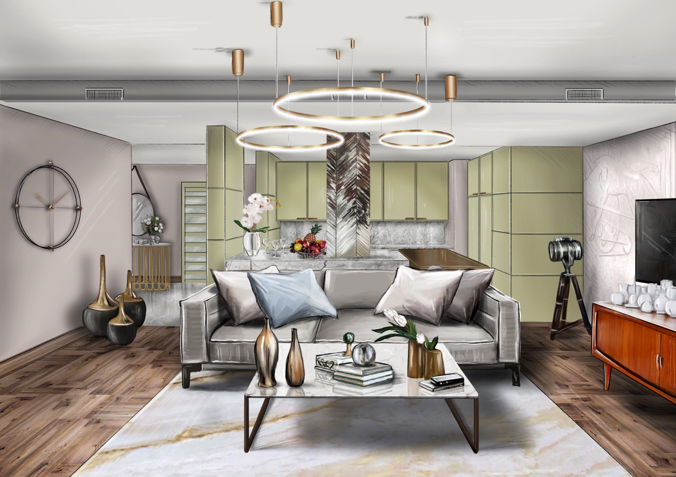 Дизайн решение гостиной-кухни