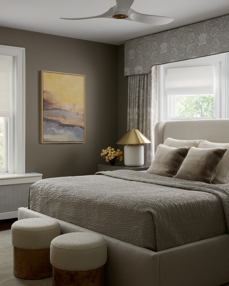 Example of a transitional bedroom design in Philadelphia