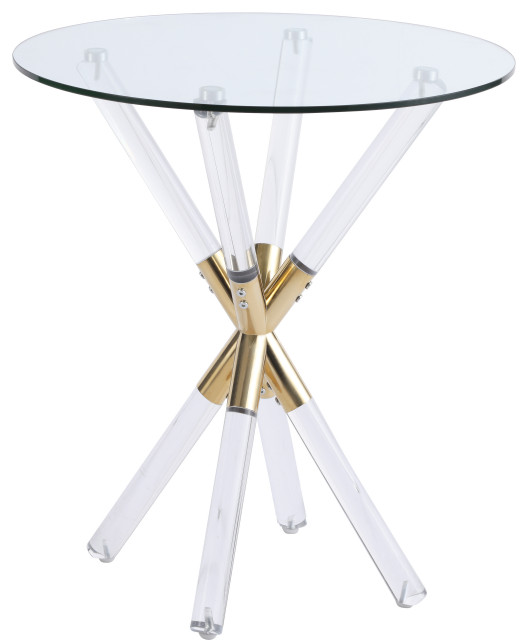 Mercury Glass Top End Table With, Glass Top Side Table With Metal Base