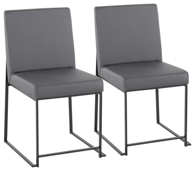 Lumisource High Back Fuji Dining Chair, Black Steel/Gray Faux Leather Transitional Dining