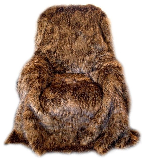 Brown Wolf Shag Faux Fur Throw Blanket Contemporary Blankets by