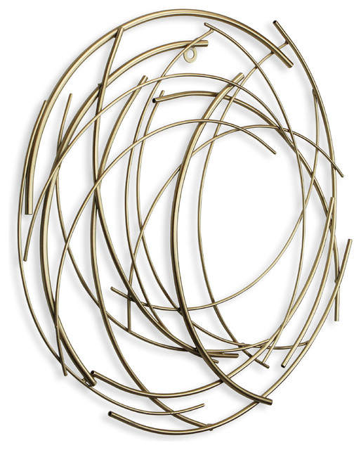 Gold Abstract Round Wall Art Contemporary Metal Wall Art by Cheungs