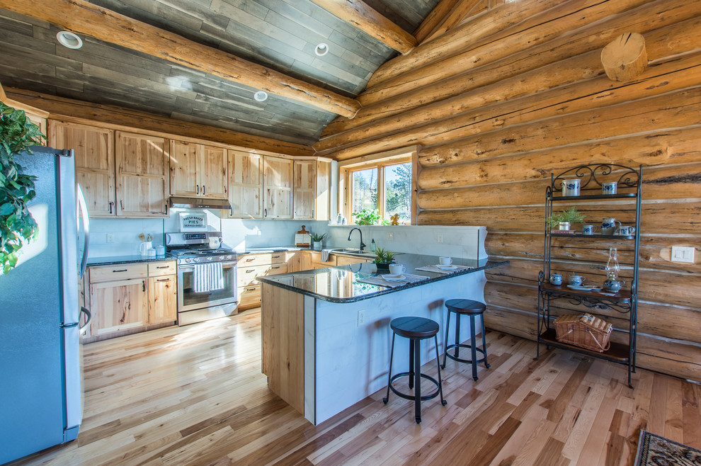 Mountain style kitchen photo in Denver