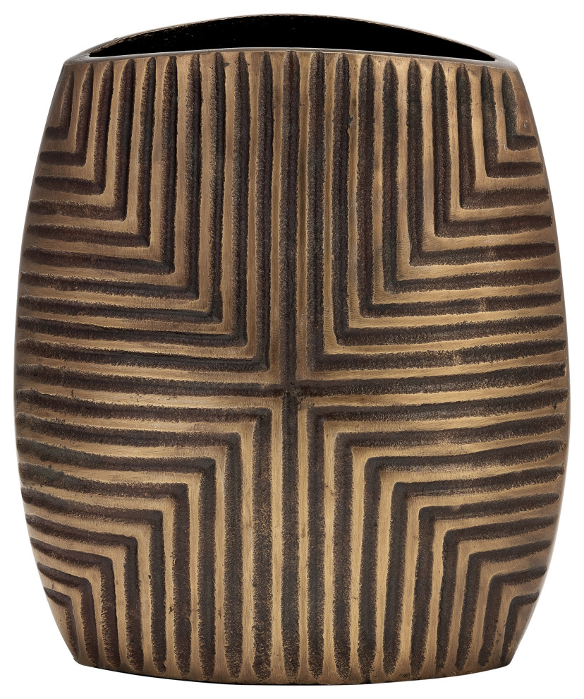 Sagebrook Home Metal Ribbed Vase With Brass Antique Finish 17964-03 ...