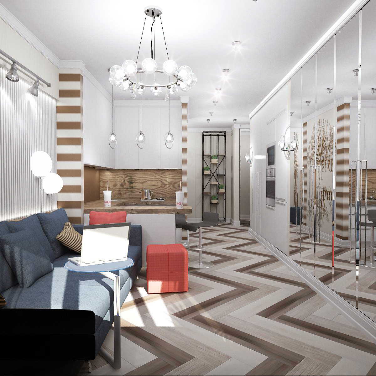 Яркий проект. Квартира 70 м.кв. фьюжн.