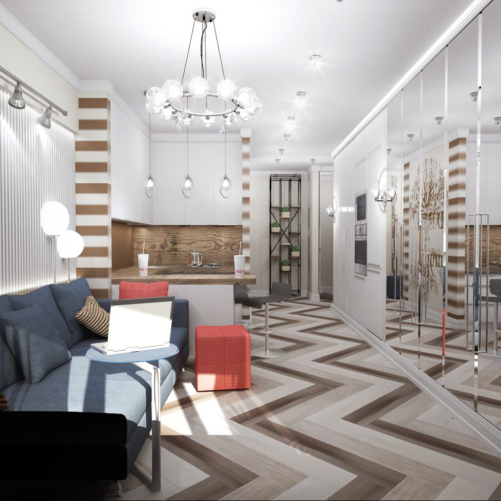 Яркий проект. Квартира 70 м.кв. фьюжн.