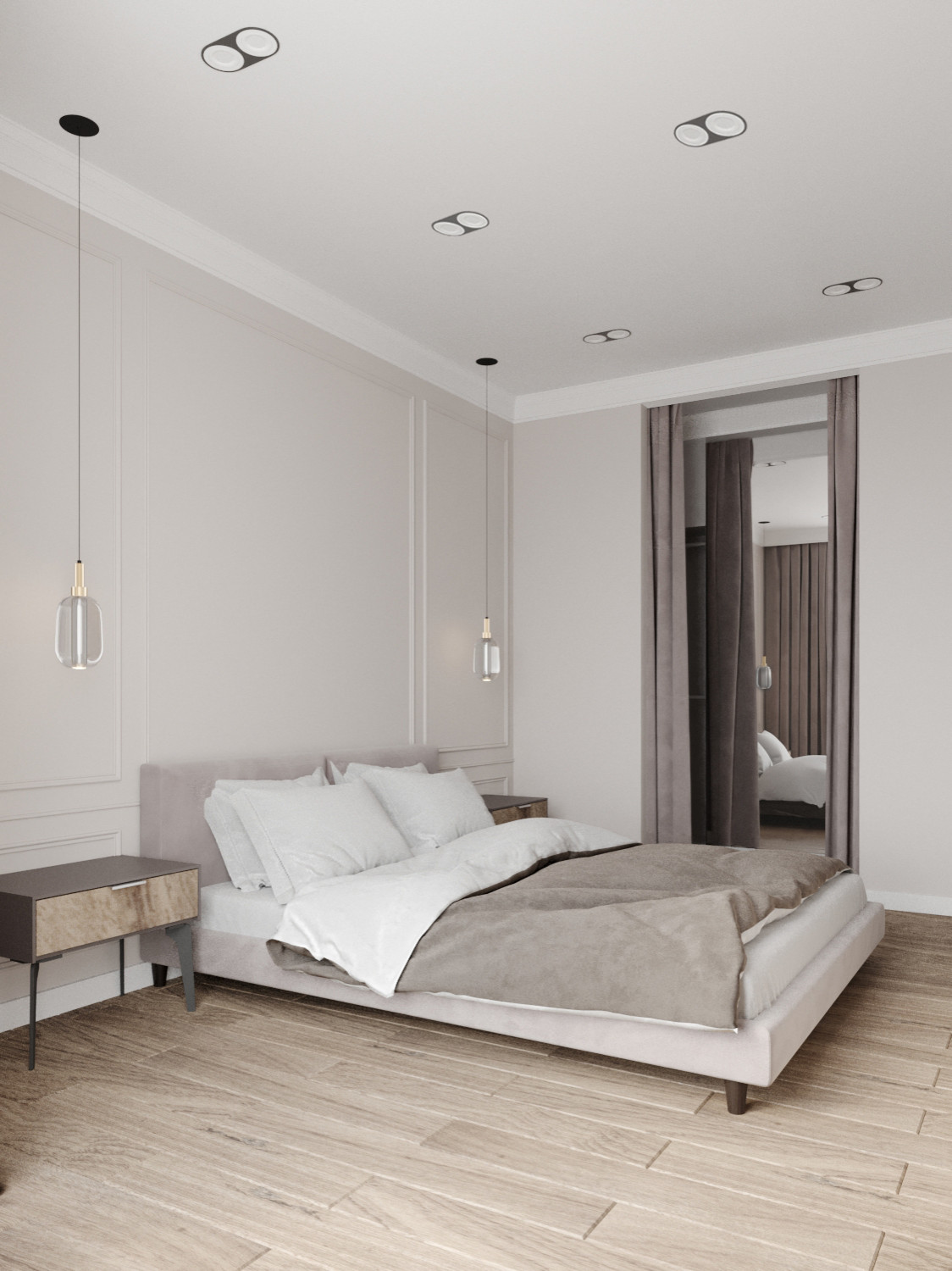 Спальня с проходной гардеробной