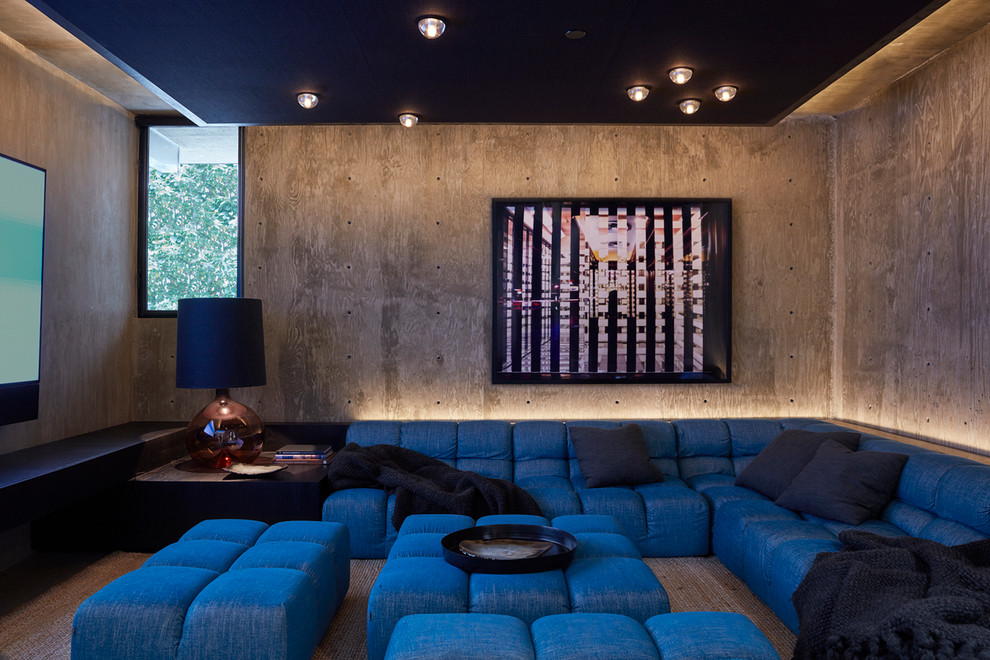 Design ideas for a contemporary home theatre in Los Angeles.