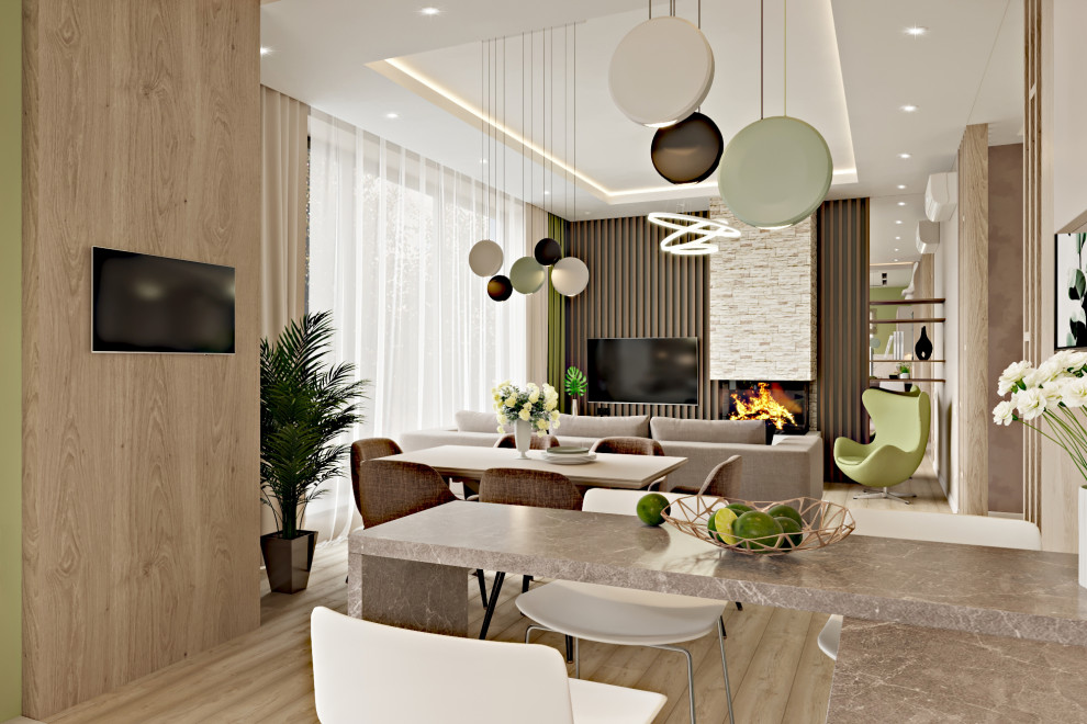 Дом - 130 м2. Кухня - гостиная - холл №1