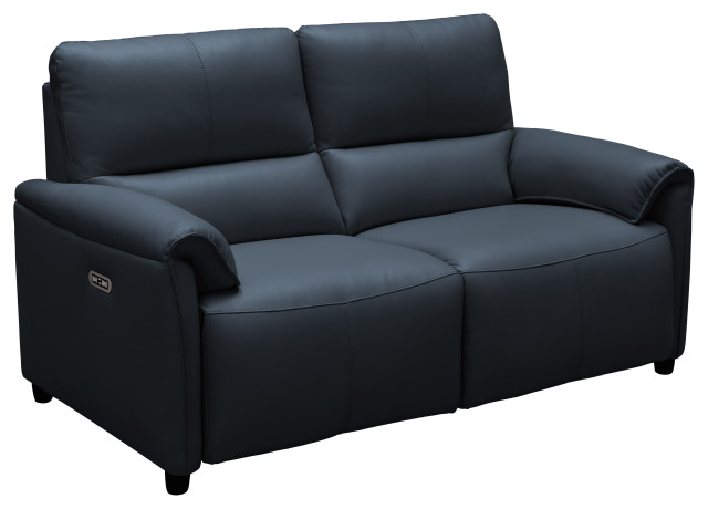 Lily Leather Power Reclining Loveseat With Power Headrests, Blue