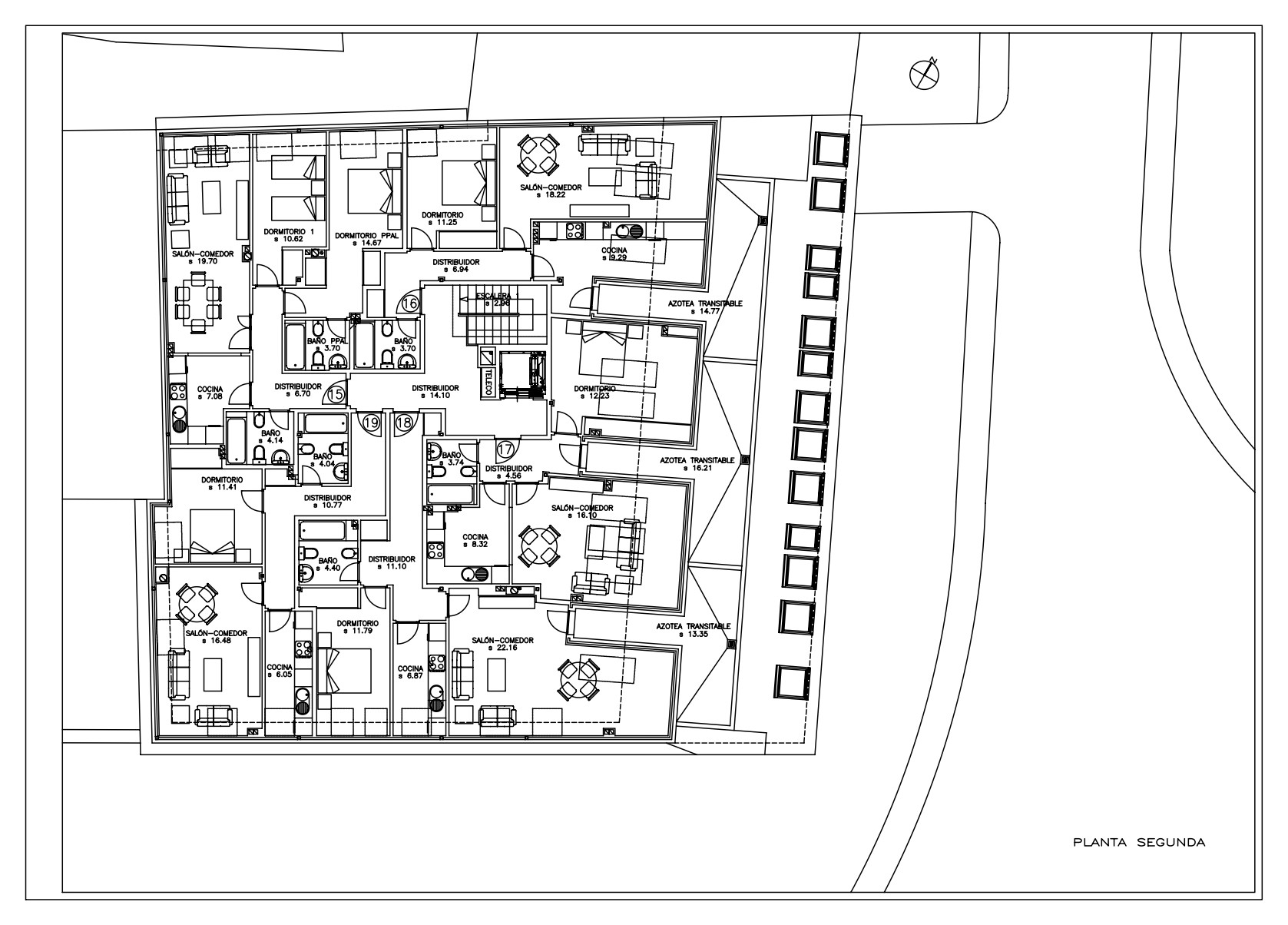 Edificio 19 viviendas, 4 locales comerciales y 15 plazas de garaje 2.208,26 m2.