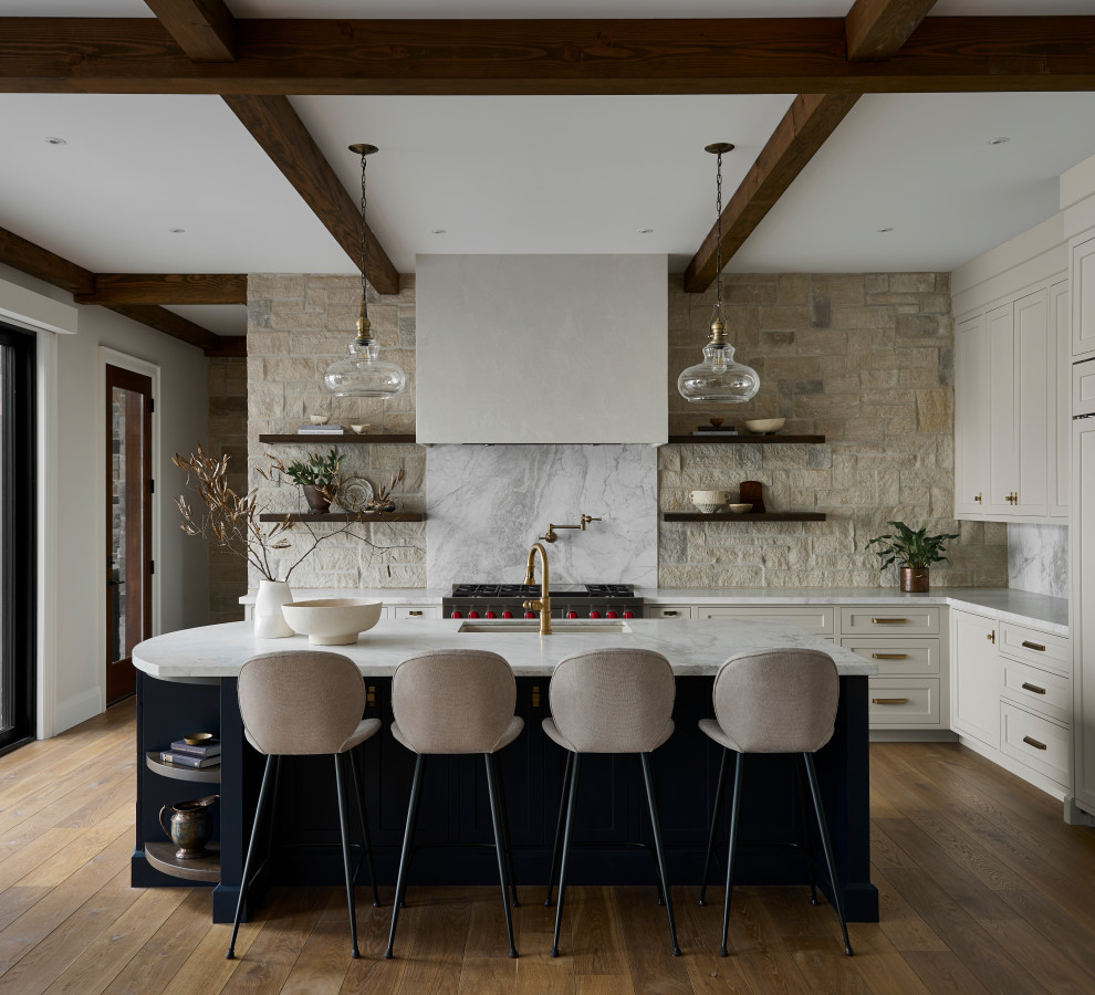 Example of a transitional kitchen design in Toronto