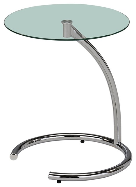 Kapoor Modern Round Accent Side Table, Glass Top Side Table With Metal Base