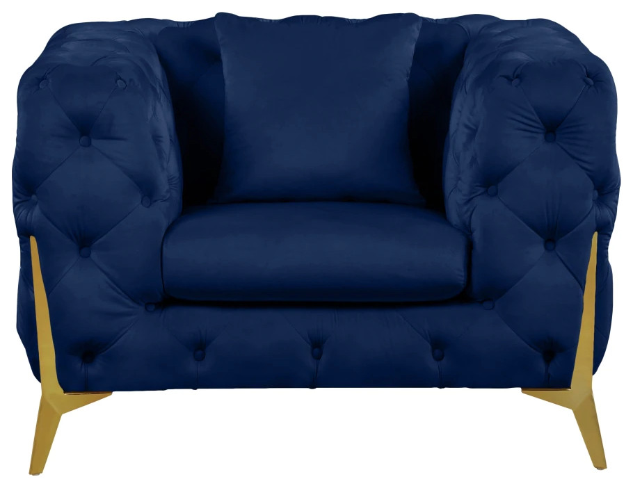 Luxury Seating and Decor Kathrine Velvet Chair Navy Midcentury