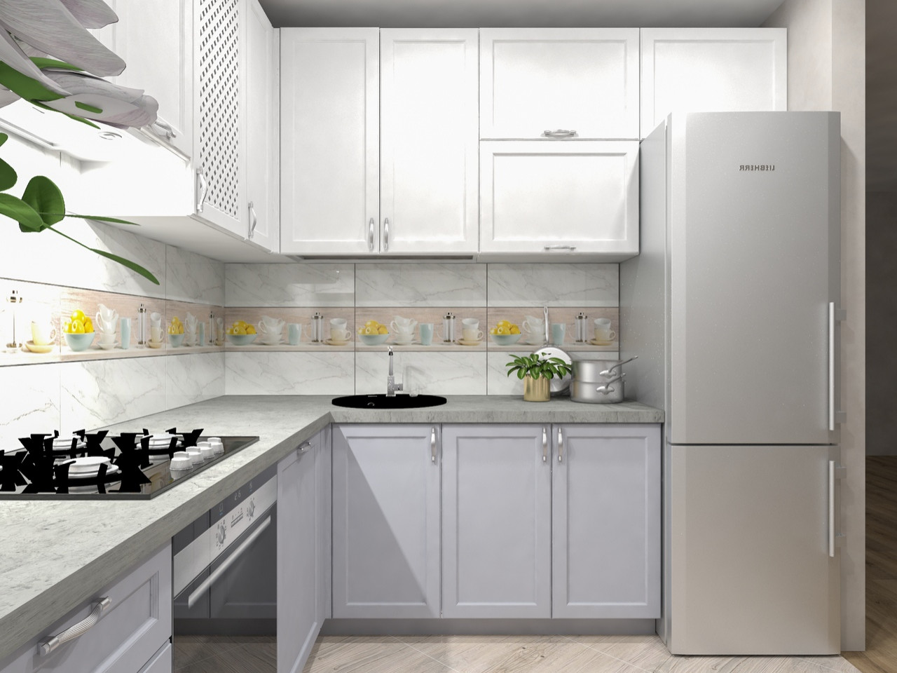 Светлая кухня.