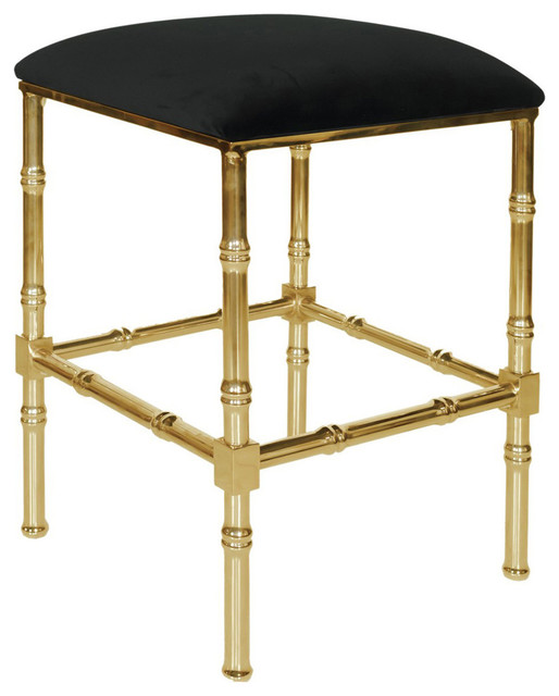 Worlds Away Bamboo Counter Stool With Velvet Cushion Contemporary