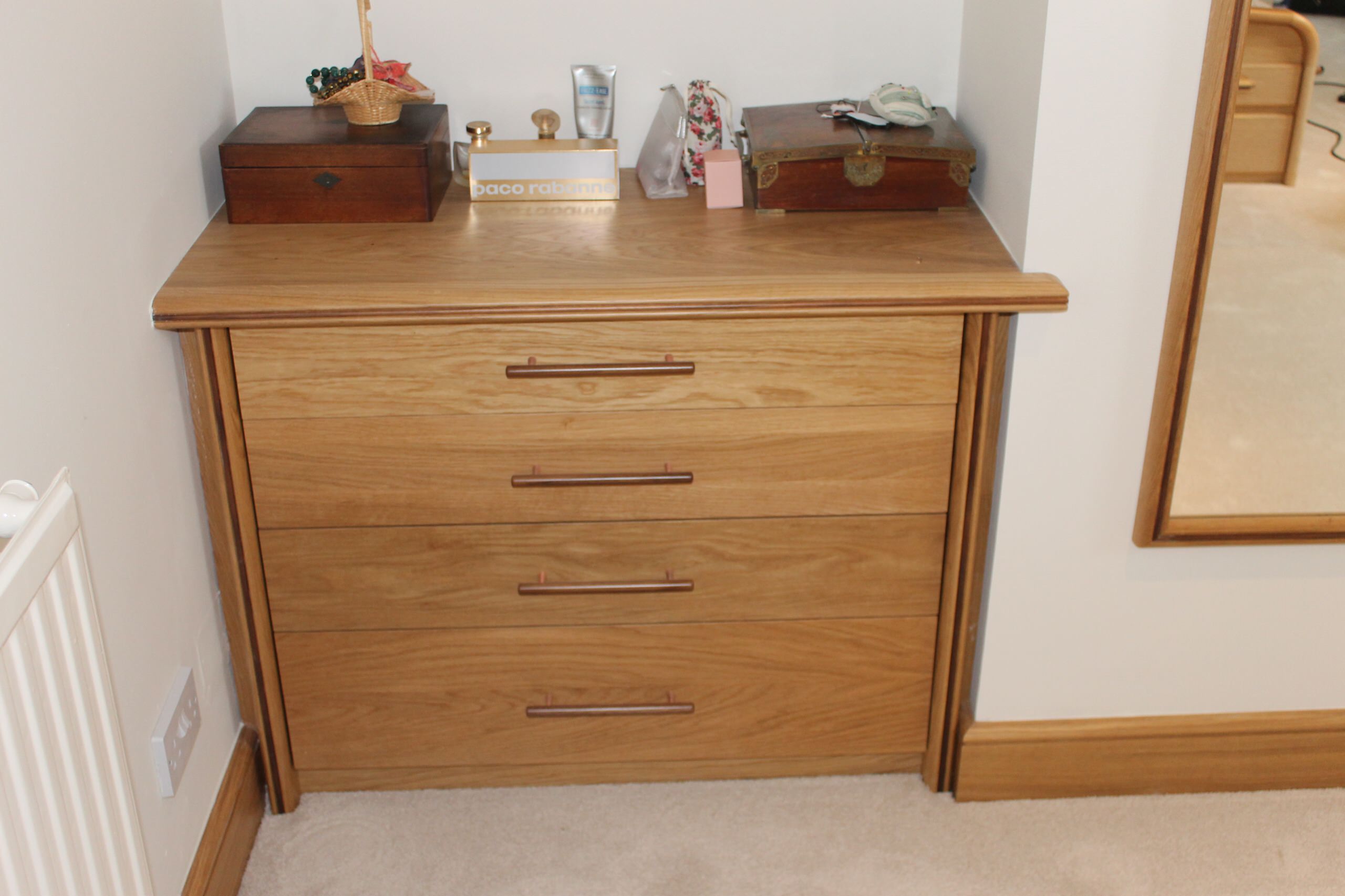 Oak and walnut fitted wardrobes