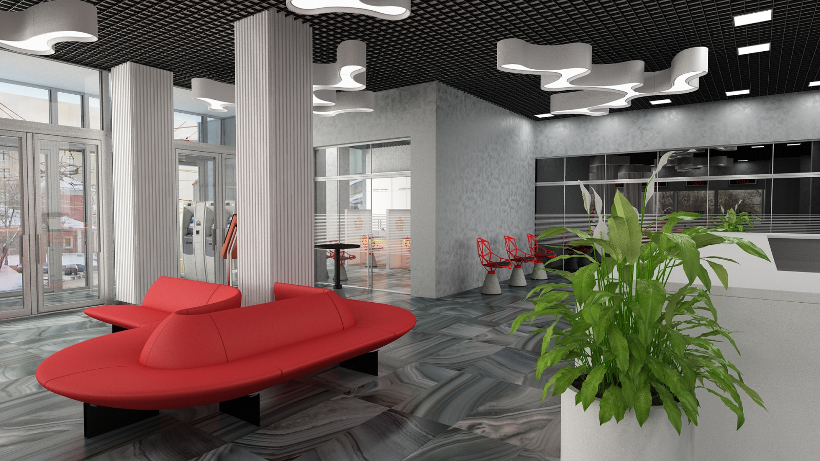 Интерьеры банка  "МИРАФ"