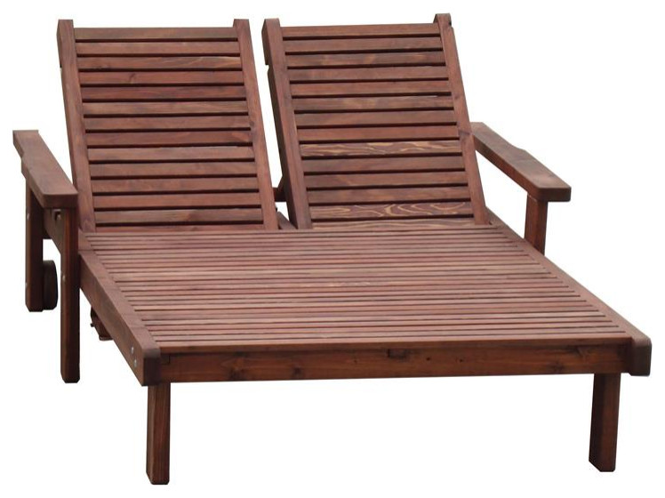 Best Redwood 45" Solid Wood Outdoor Double Chaise Lounge in Mission
