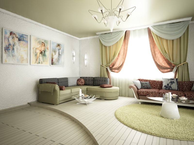 Коттедж, гостинная с камином