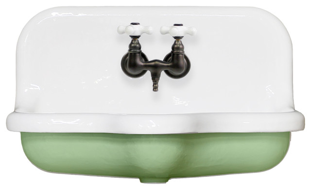 24 Antique Inspired Scalloped Front Cast Iron Wall Mount Farm Sink Green Contemporary Bathroom Sinks By Watermarkfixtures Llc - Wall Mount Bathroom Sink Vintage 24 Antique Inspired Scalloped Front Cast Iron Wall Mount Farm Sink Green Contemporary Bathroom Sinks By Watermarkfixtures Llc - Wall Mount Bathroom Sink Vintage