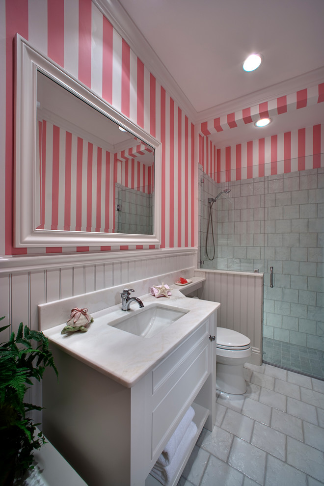 Transitional bathroom photo in Miami