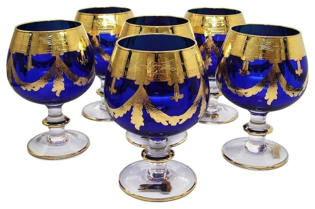 2pc Set Russian Crystal Rocks Vintage Glasses 24K Gold Rimmed Scotch Whisky DOF 