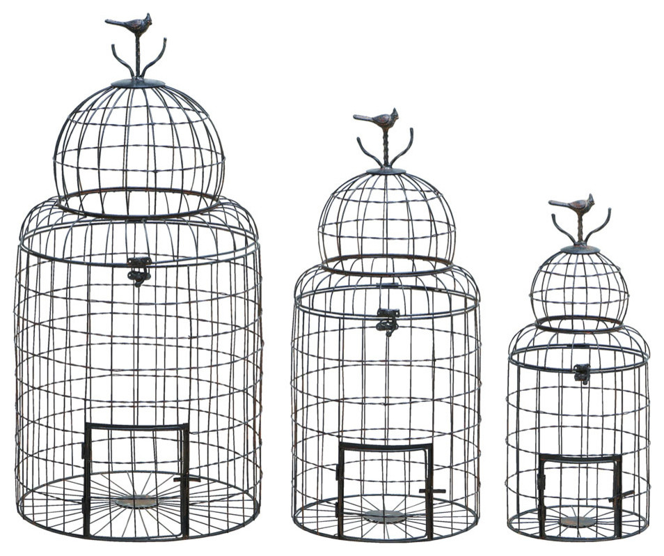Victorian Style Bird Cage With Perching Bird