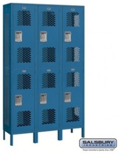 Extra Wide Vented Metal Locker - Double Tier - Blue - Assembled