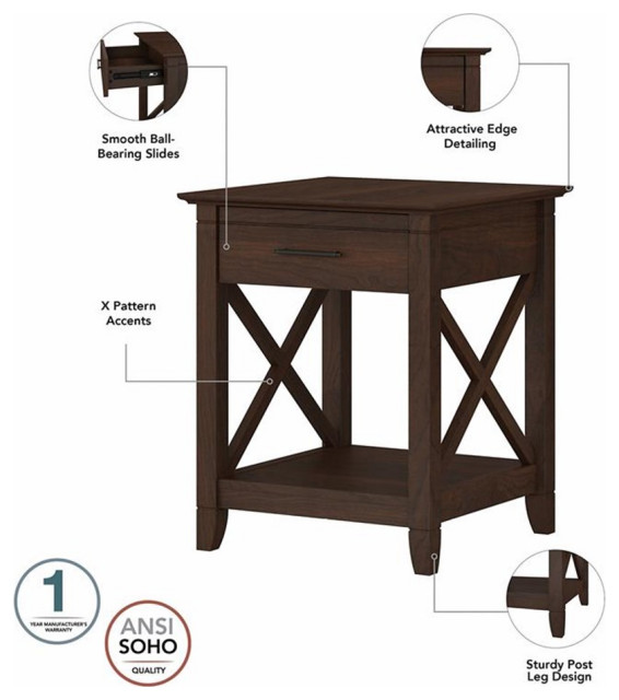 Bush Furniture Key West End Table with Storage in Reclaimed Pine ...