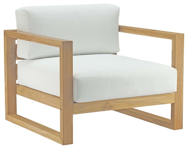 Upland Outdoor Teak Wood Armchair Natural White Transitional