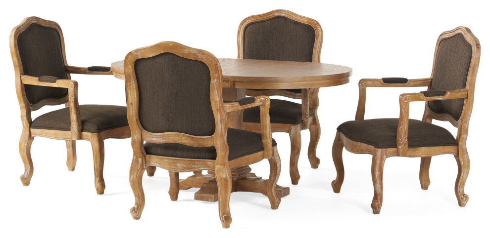 Maria French Country Wood 5-Piece Expandable Oval Dining Set - French ...