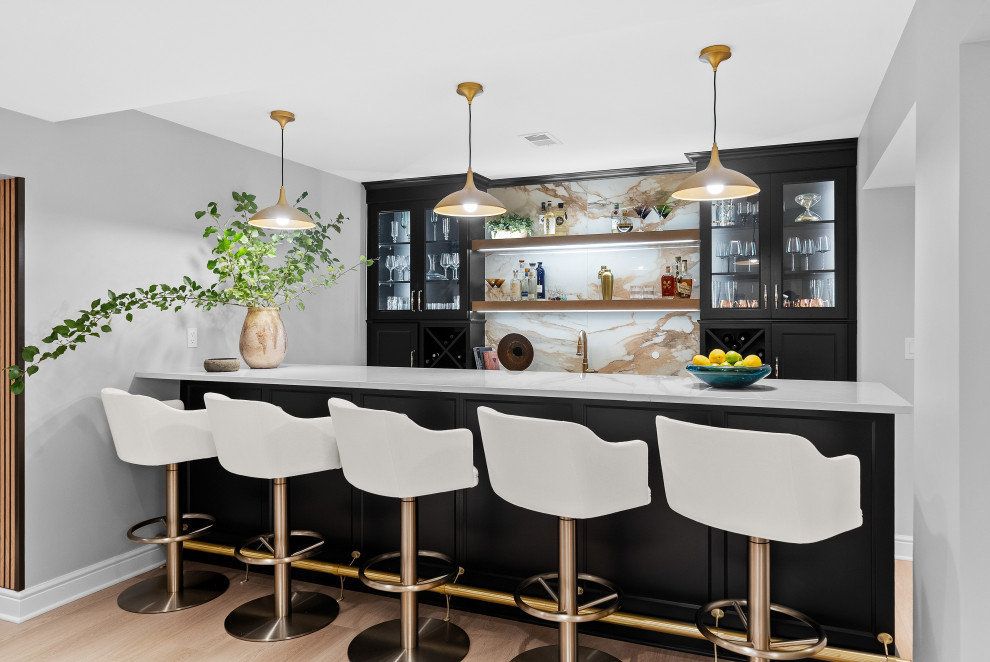 Custom Black Bar Cabinetry | Transitional Home Bar