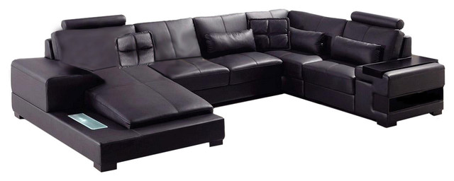 Diamond Modern Black Leather Sectional Sofa By Divani Casa Diamond Modern Black Leather Sectional Sofa By Divani Casa
