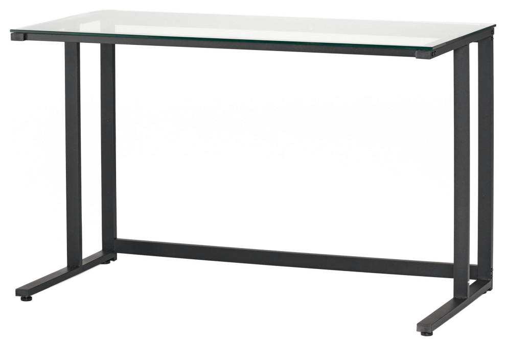 GDF Studio Mumford Glass Computer Desk Transitional Desks And