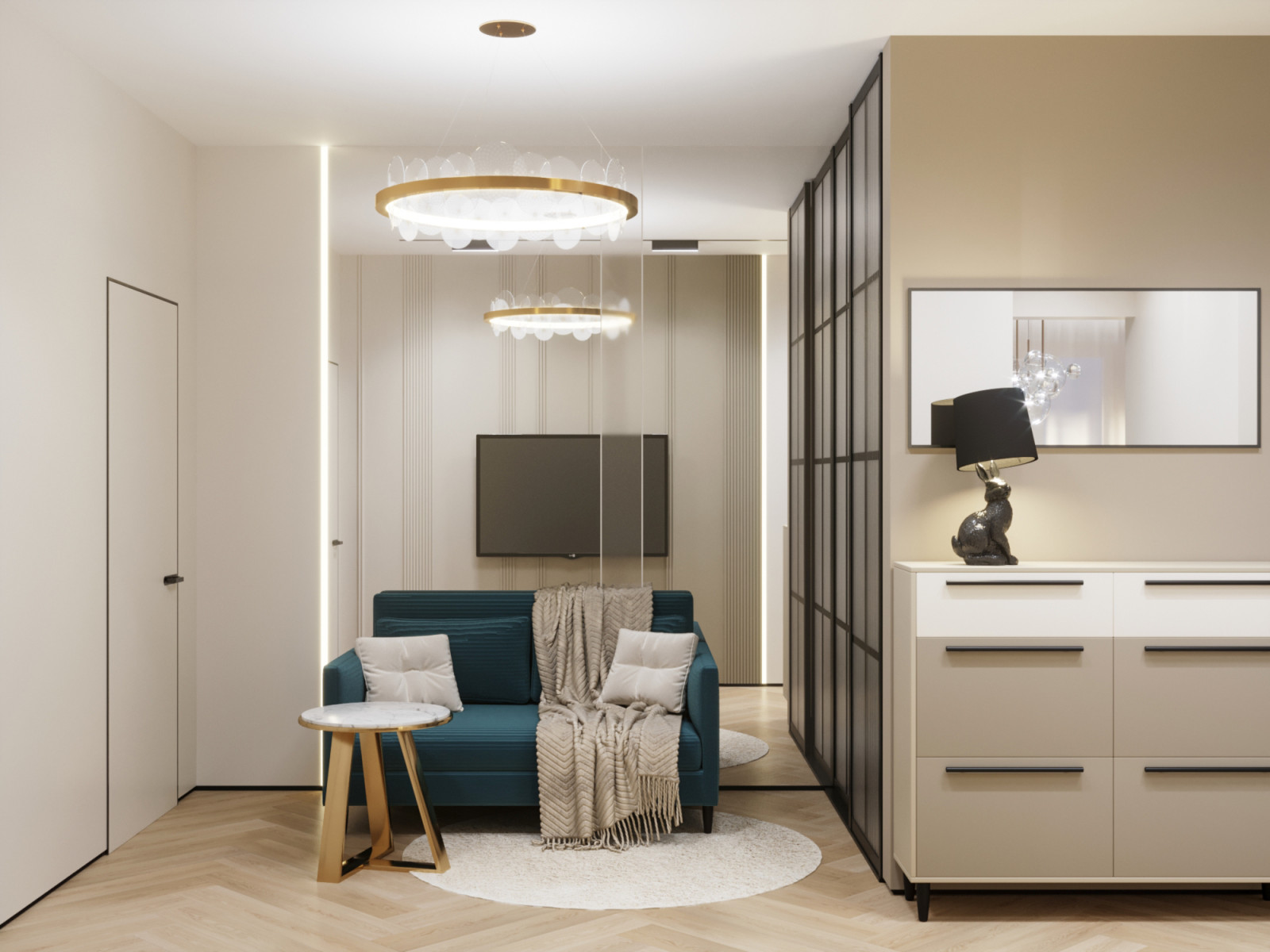 Коридор с функцией гостиной